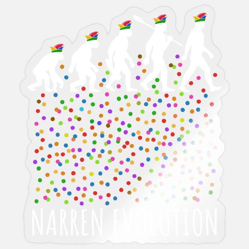 Narren Evolution | Homo Karnevalis | Fastnacht - Sticker Größe S (10 x 10 cm) - Transparent glänzend