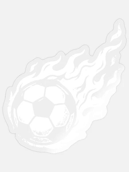 Brennender Fußball Flammen Weiß - Sticker Größe S (10 x 10 cm) - Transparent glänzend
