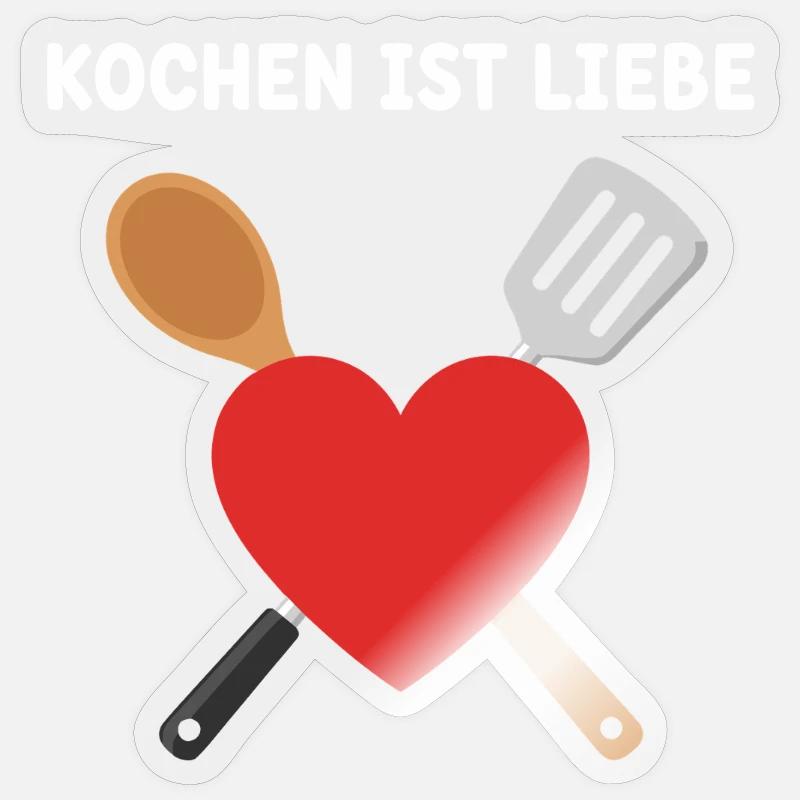 Kochen ist Liebe - Sticker Größe S (10 x 10 cm) - Transparent glänzend