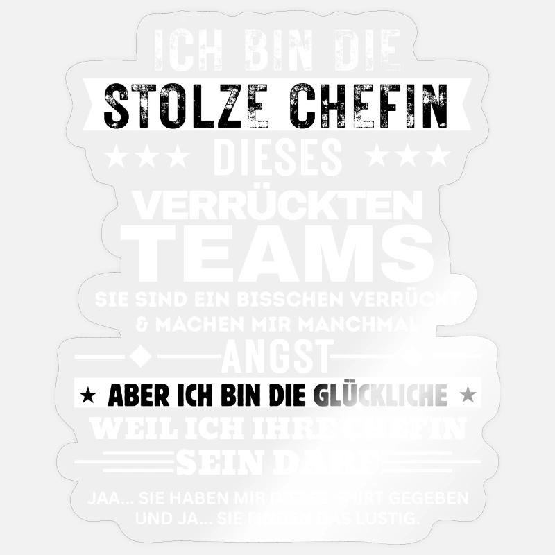 Fier patron de cette équipe folle - Sticker taille S (10 x 10 cm) - brillant transparent