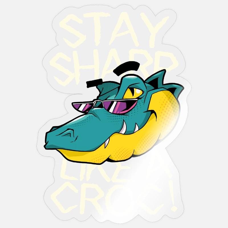 Reste vigilant - Crocodile avec style - Sticker taille S (10 x 10 cm) - brillant transparent