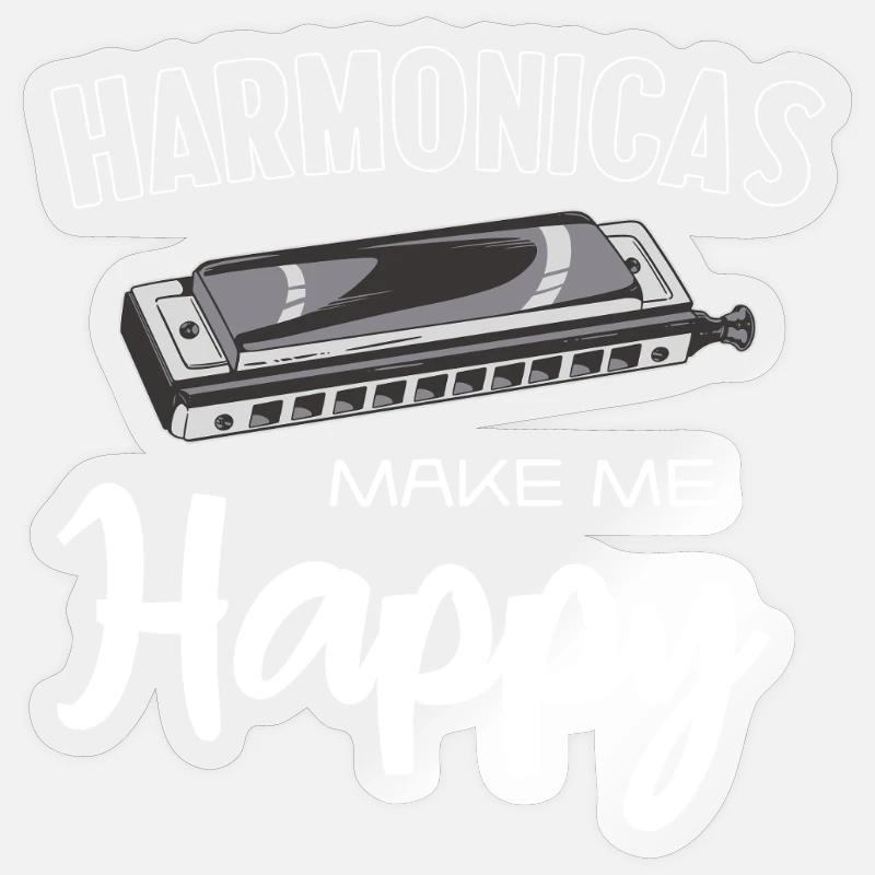 Harmonicas Make Me Happy - Sticker Größe S (10 x 10 cm) - Transparent glänzend