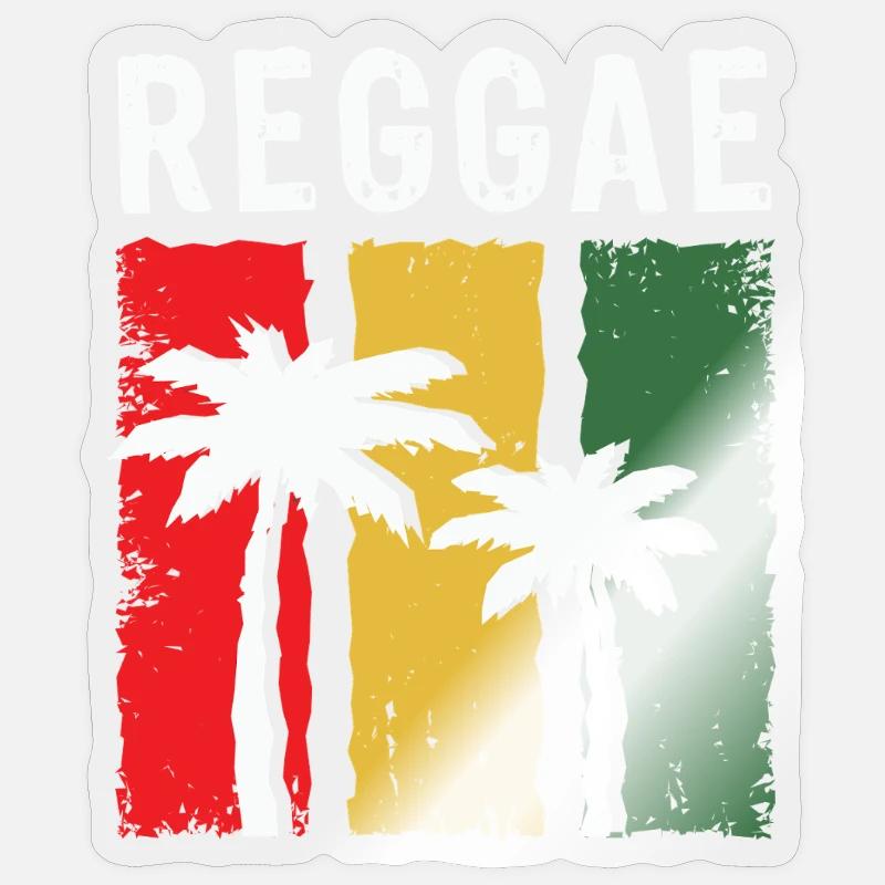 Reggae Palmen im Rasta-Farbblock - Sticker Größe S (10 x 10 cm) - Transparent glänzend