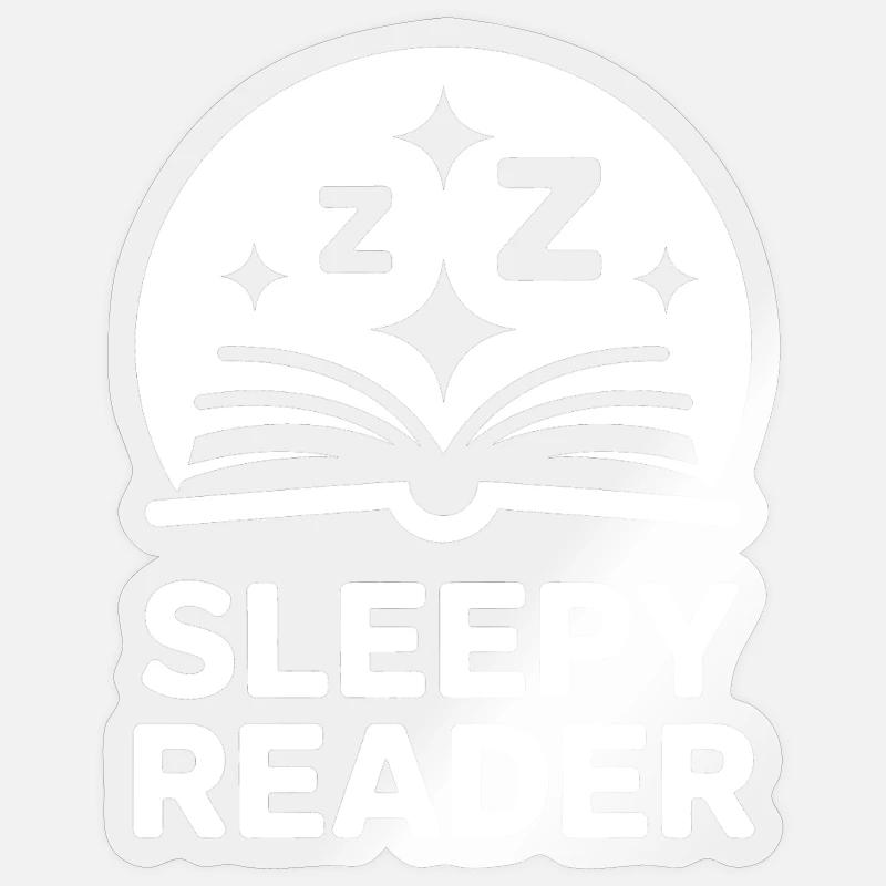 Sleepy Reader Lesen - Sticker Größe S (10 x 10 cm) - Transparent glänzend