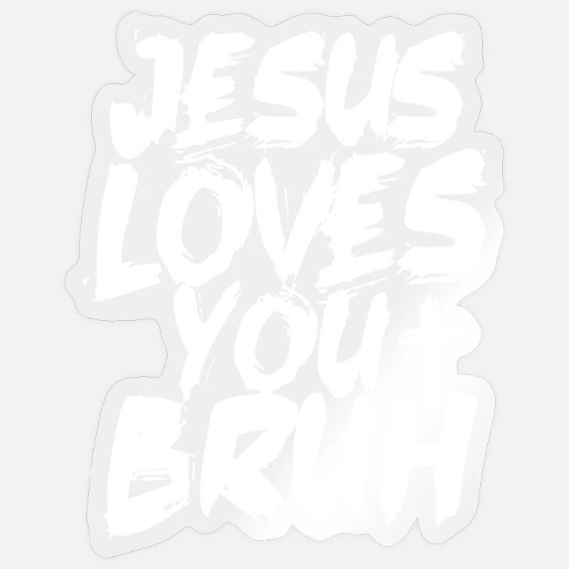 Jesus liebt dich, Bruh Bold Brush Script - Sticker Größe S (10 x 10 cm) - Transparent glänzend