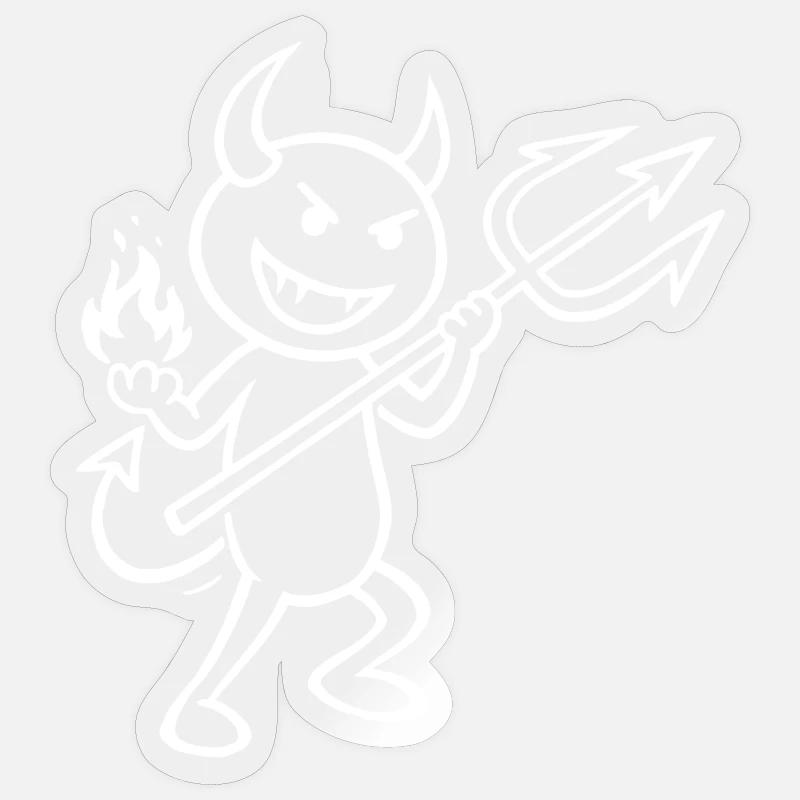 Devilish Flames - Devil with Flames - Sticker size S (10 x 10 cm) - transparent glossy
