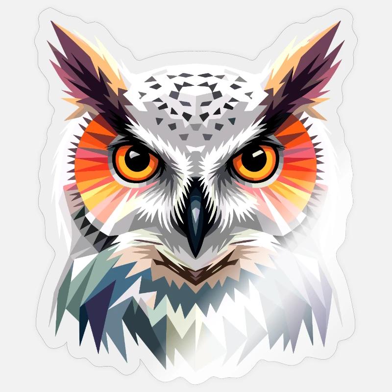 Schneeeule Weiße Eule Kauz Uhu Owl Schnee Eulen Sticker Größe S (10 x 10 cm)