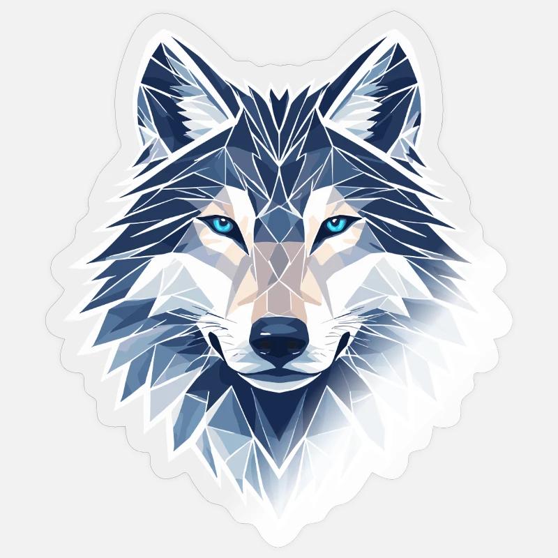 Geometrischer Wolf - Moderner Geometrischer Wolf  - Sticker Größe S (10 x 10 cm) - Transparent glänzend