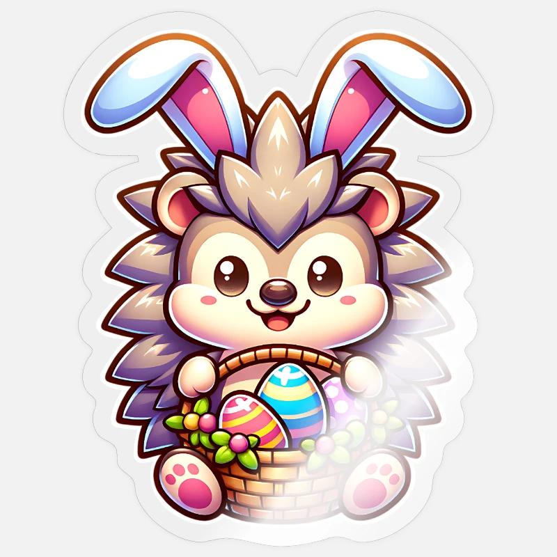 Hérisson de Pâques - Sticker taille S (10 x 10 cm) - brillant transparent