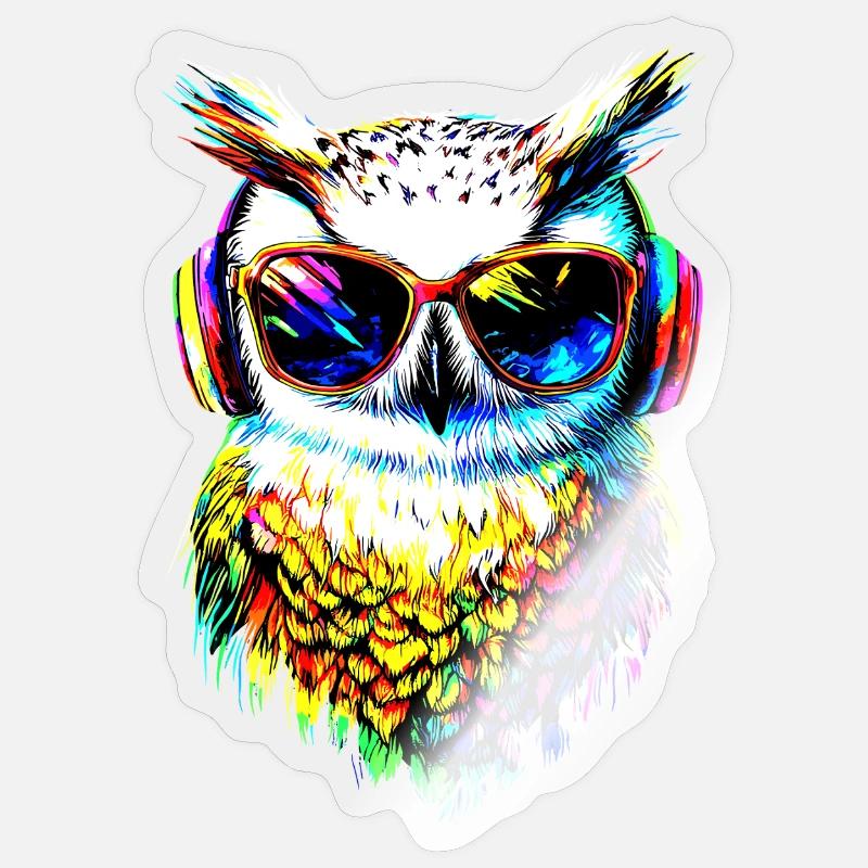 Schneeeule Weiße Eule Kauz Uhu Owl Schnee Eulen Sticker Größe S (10 x 10 cm)