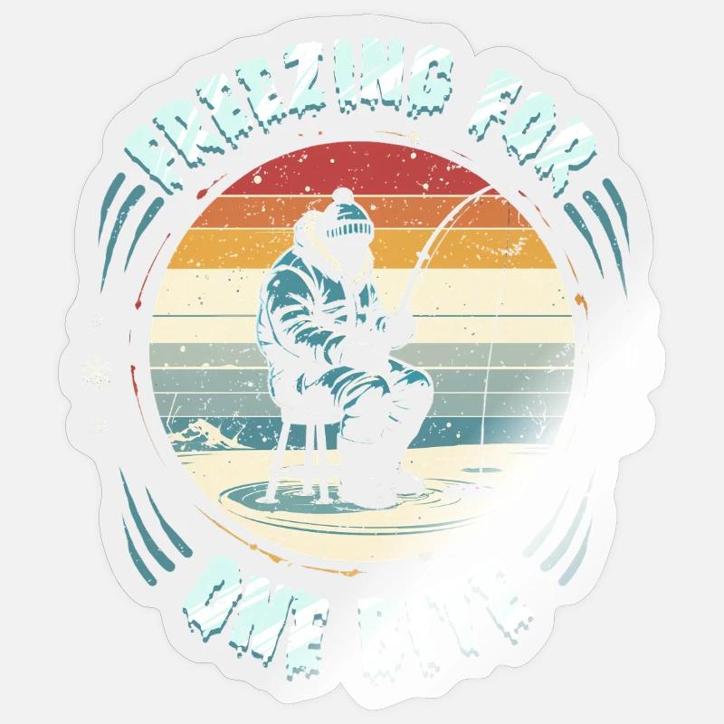 Pêche sur glace Sticker taille S (10 x 10 cm)