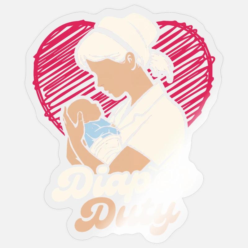 NICU Krankenschwester Diaper Duty - Sticker Größe S (10 x 10 cm) - Transparent glänzend