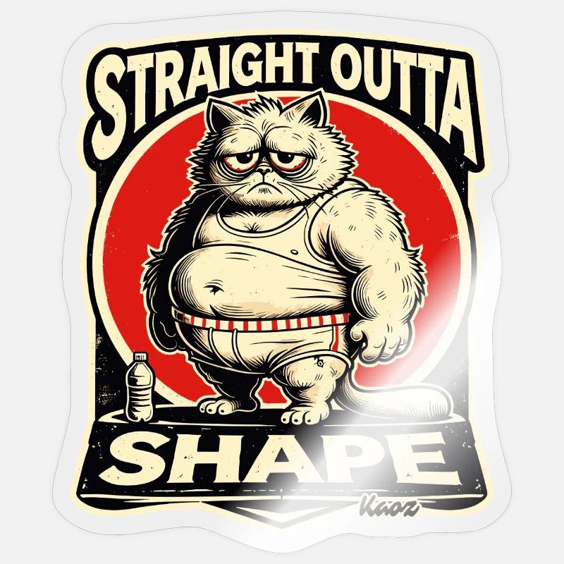 Hors de forme sans forme - gros chat Sticker taille S (10 x 10 cm)