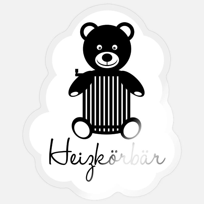 Ours à panier chauffant - Sticker taille S (10 x 10 cm) - brillant transparent
