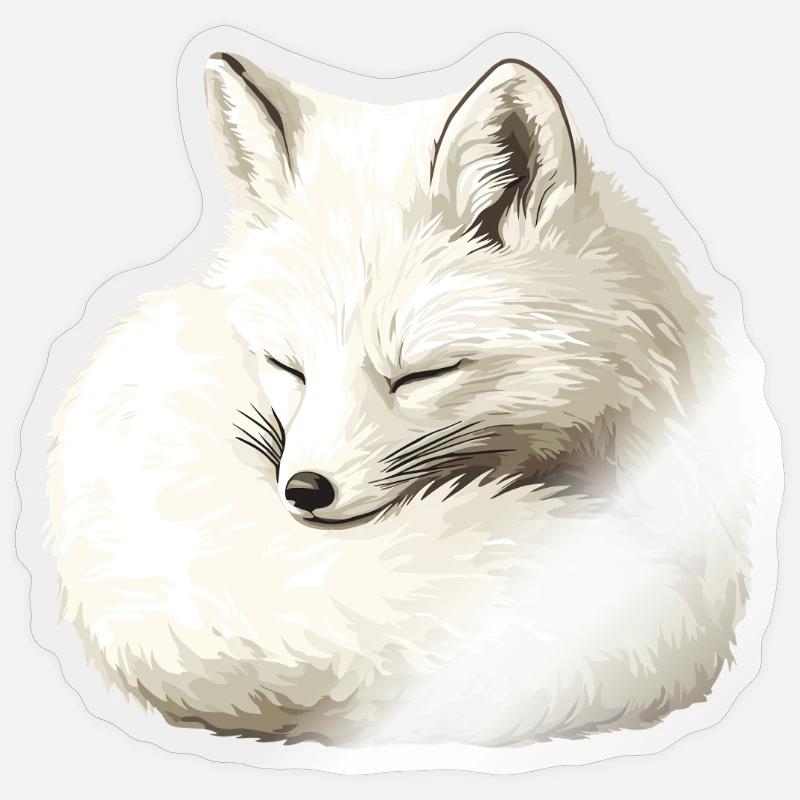 Schlafender Winterfuchs - Sticker Größe S (10 x 10 cm) - Transparent glänzend