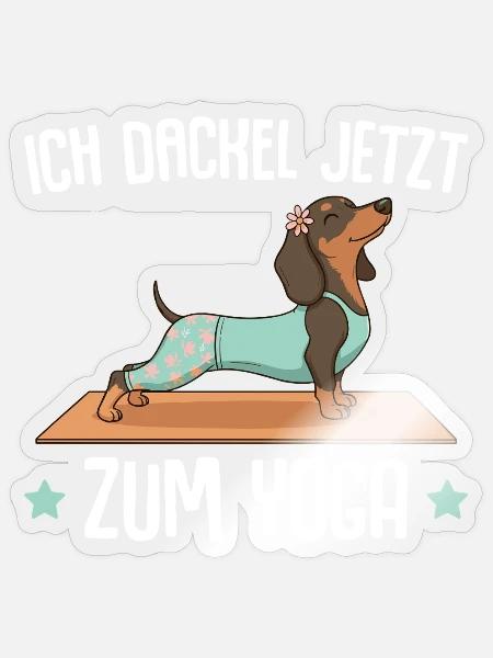 Meditation Ich dackel jetzt zum Yoga - Sticker Größe S (10 x 10 cm) - Transparent glänzend