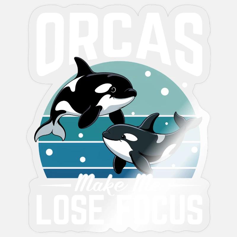 Orca drôle - Sticker taille S (10 x 10 cm) - brillant transparent