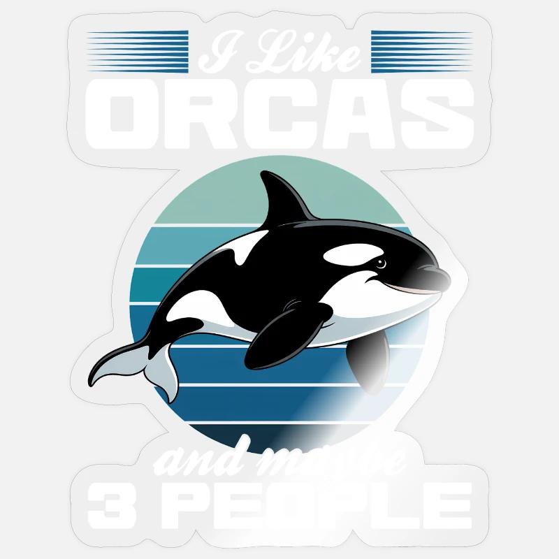 Orca drôle - Sticker taille S (10 x 10 cm) - brillant transparent