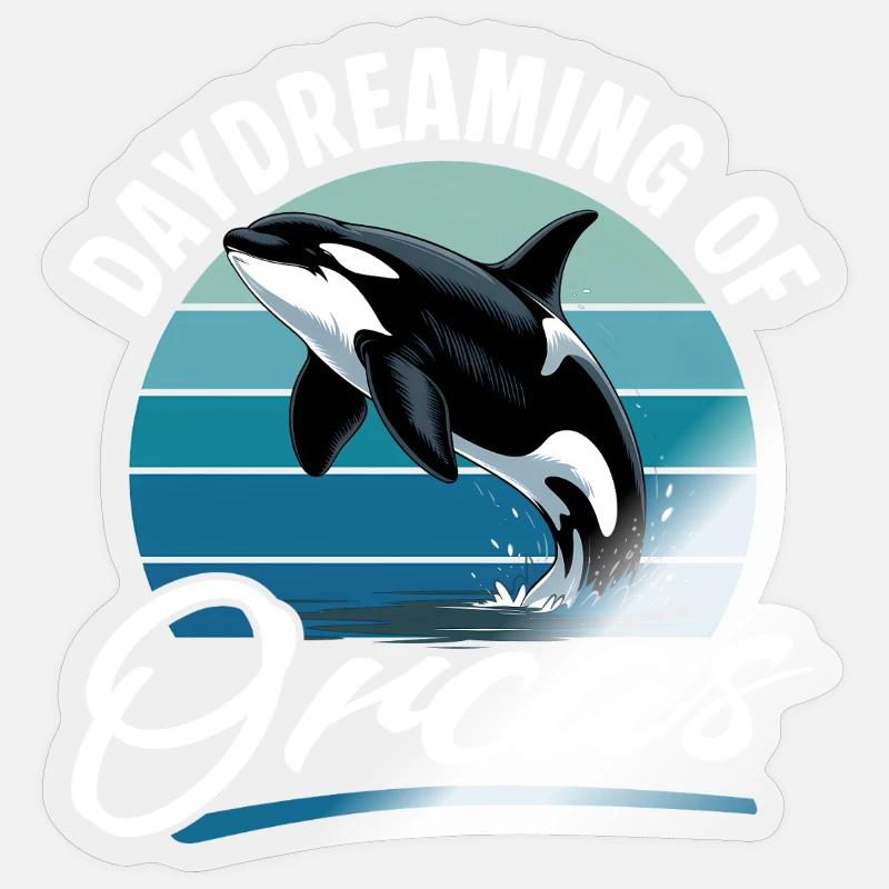 Orca drôle - Sticker taille S (10 x 10 cm) - brillant transparent