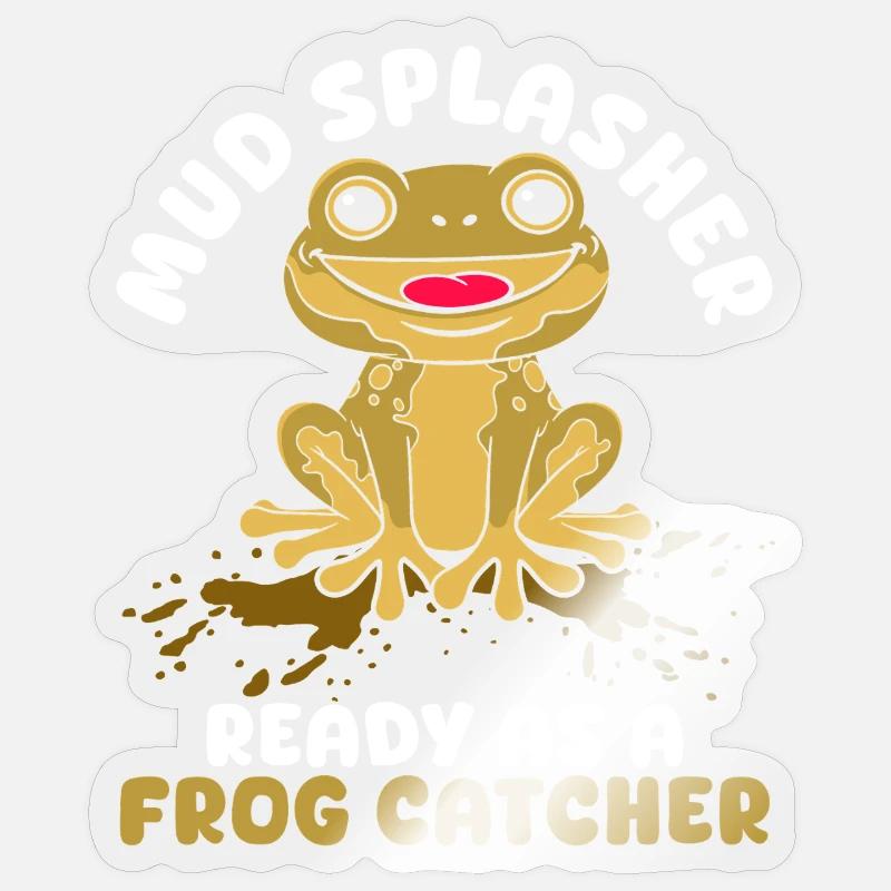Frog Catcher Mud Splasher Frog - Sticker size S (10 x 10 cm) - transparent glossy