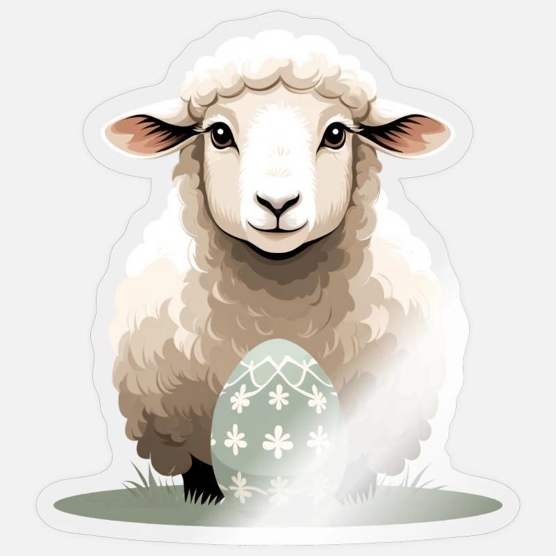 Cuddly lamb with Easter egg - Sticker size S (10 x 10 cm) - transparent glossy