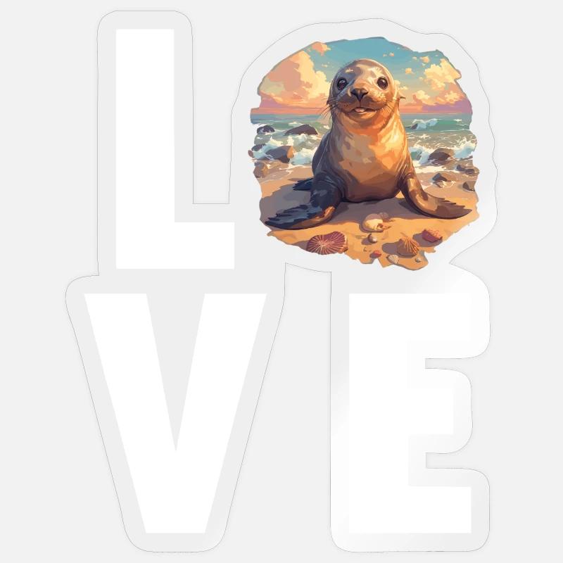 Seelöwen Seelöwe - Sticker Größe S (10 x 10 cm) - Transparent glänzend