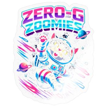 Null-G Zoomies | Humour spatial Astro Cat - Sticker taille S (10 x 10 cm) - brillant transparent - Devant