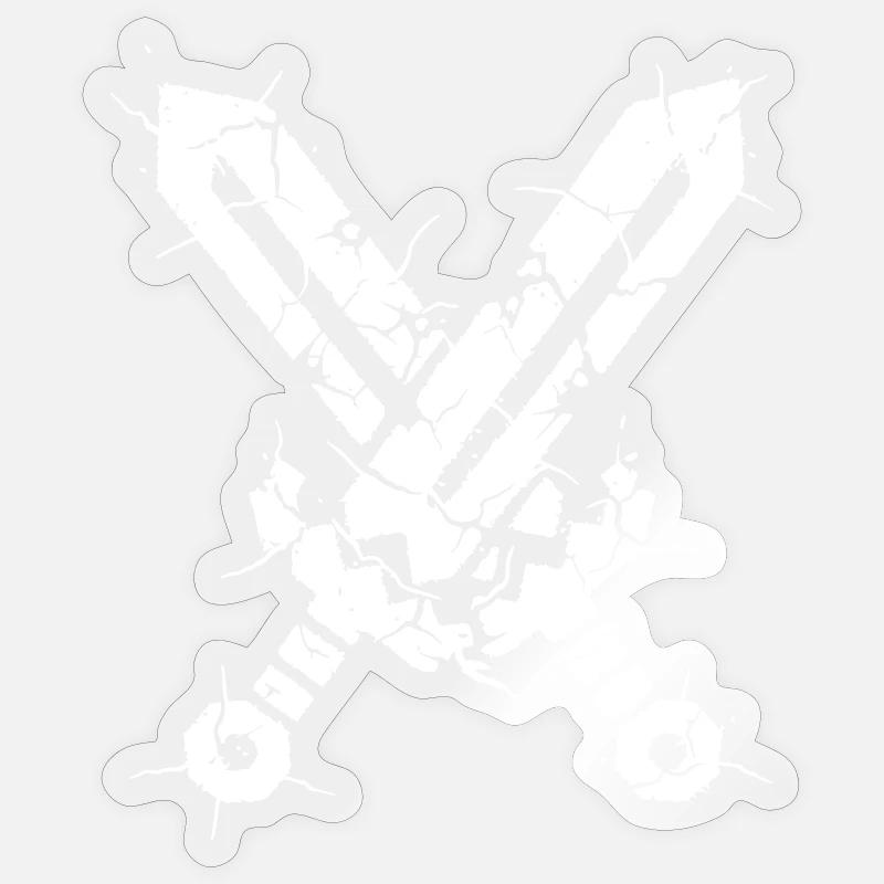  Gekreuzte Schwerter Risse Kampf - Sticker Größe S (10 x 10 cm) - Transparent glänzend