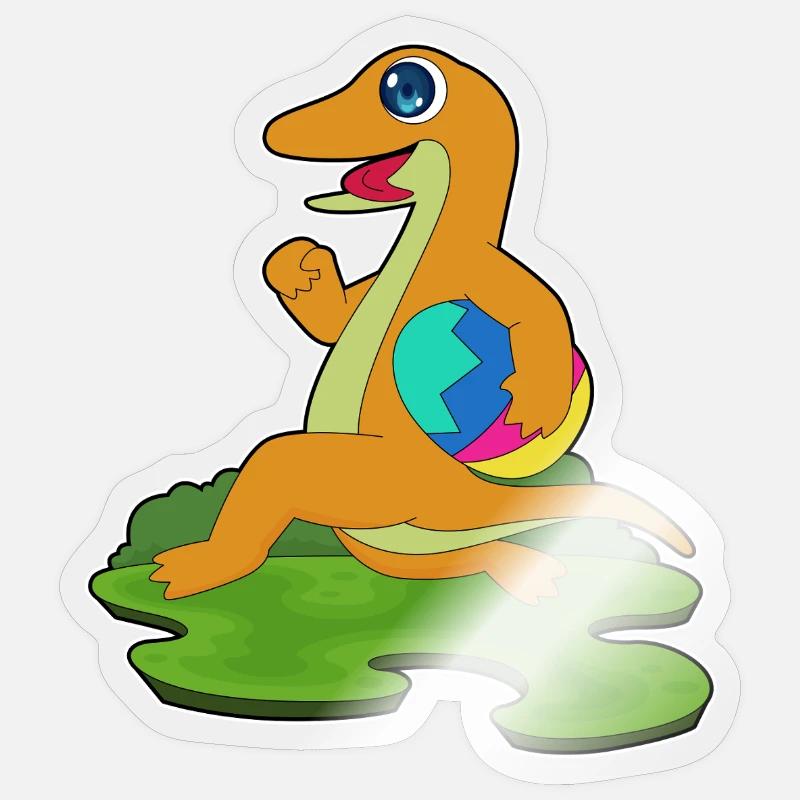 Lizard Easter Easter Egg - Sticker size S (10 x 10 cm) - transparent glossy