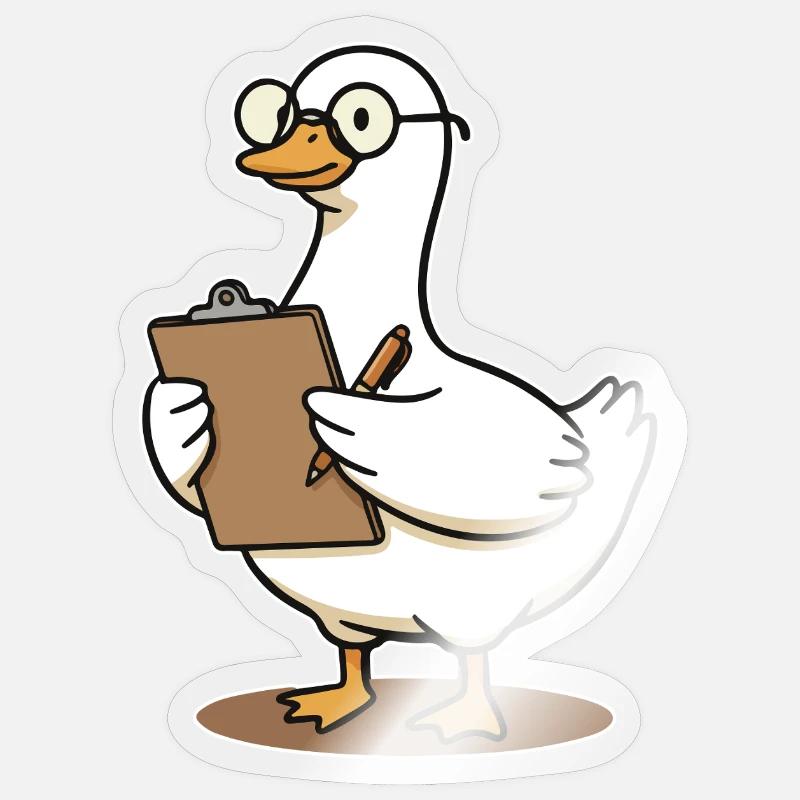 Duck with glasses Notepad - Sticker size S (10 x 10 cm) - transparent glossy