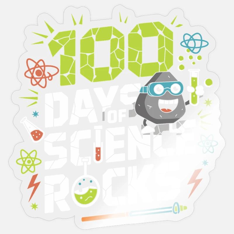 100 Jours de Science Rock - Sticker taille S (10 x 10 cm) - brillant transparent