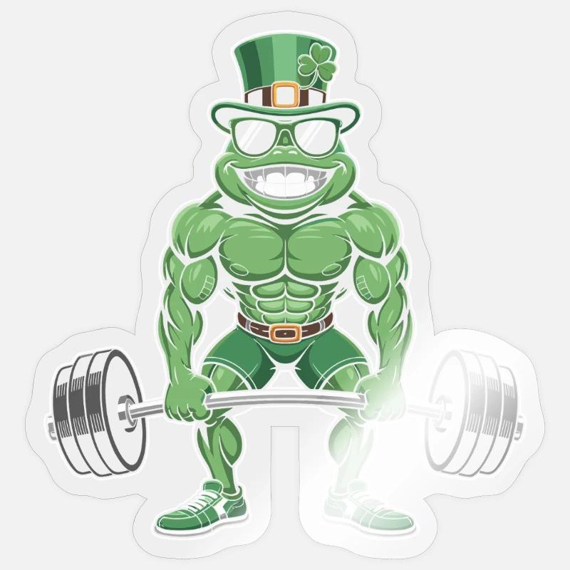 Leprechaun Frog Strength Training Sticker size S (10 x 10 cm)