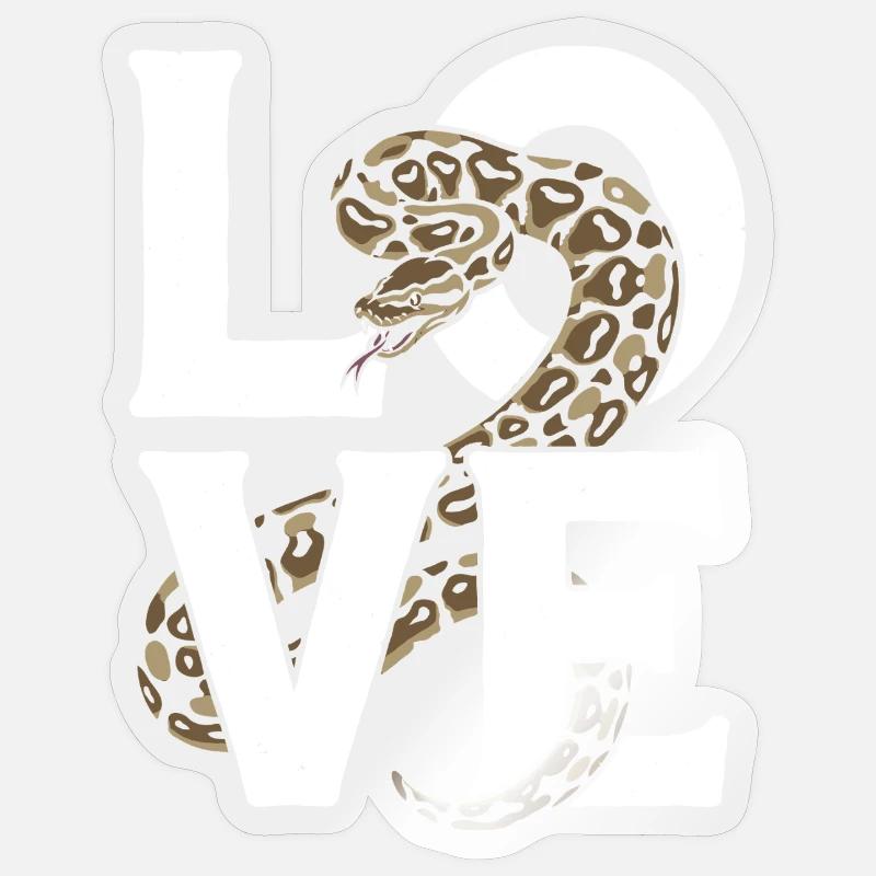 Königspython Schlangen LOVE Terrarium Python - Sticker Größe S (10 x 10 cm) - Transparent glänzend