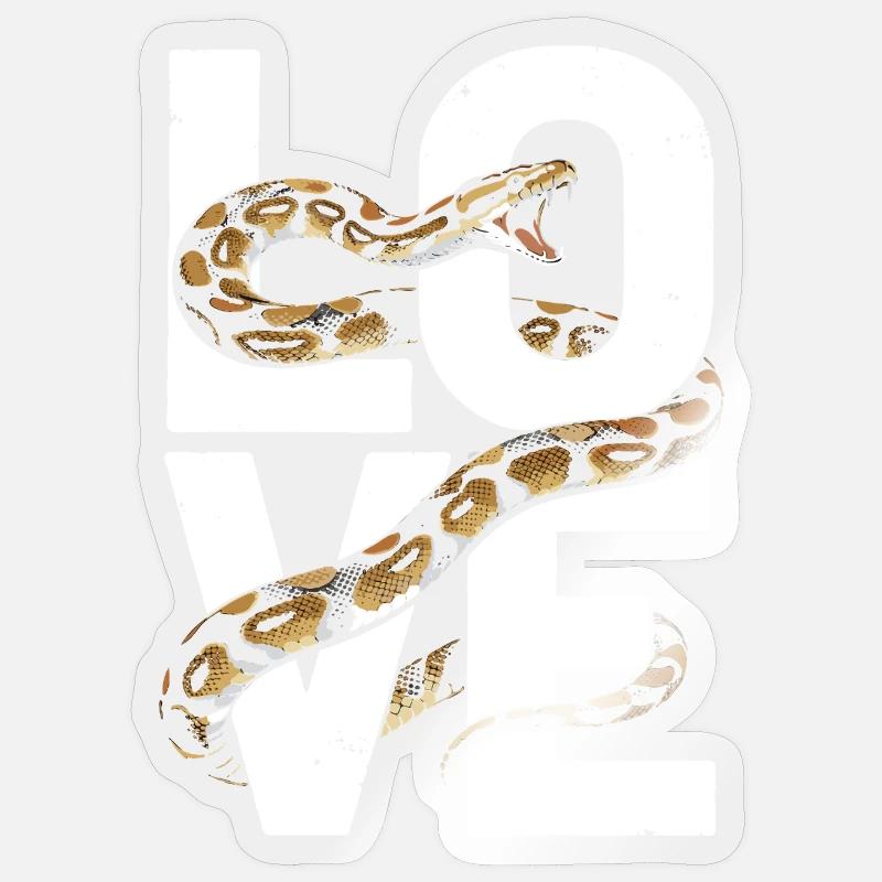 Königspython Schlangen LOVE Terrarium Python - Sticker Größe S (10 x 10 cm) - Transparent glänzend
