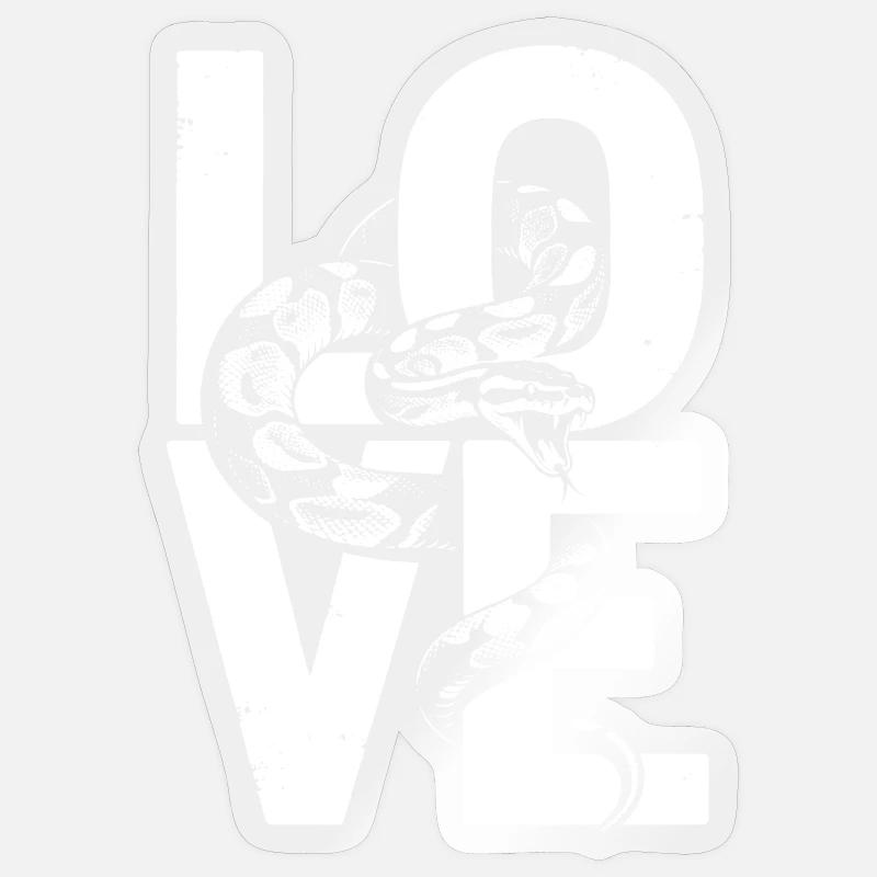 Königspython Schlangen LOVE Terrarium Python - Sticker Größe S (10 x 10 cm) - Transparent glänzend