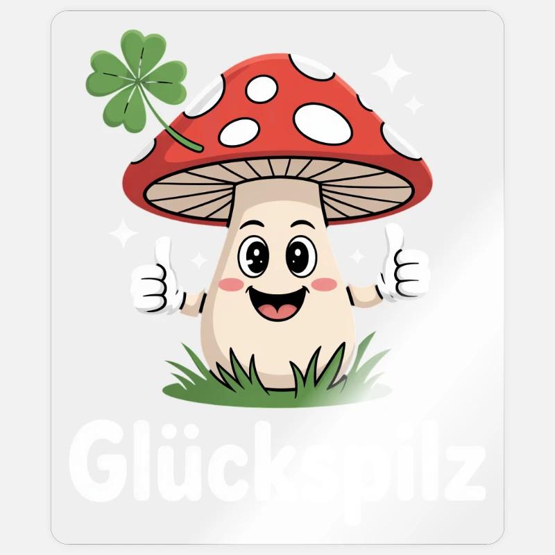 Lucky Funny Toadstool with Shamrock Sticker size S (10 x 10 cm)