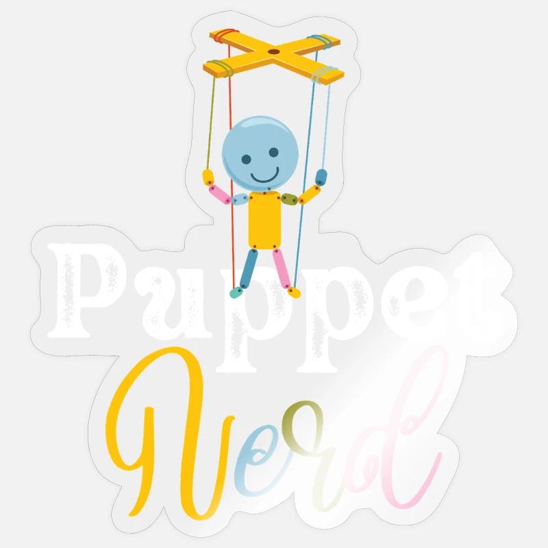 Puppet Nerd Marionette Art - Sticker size S (10 x 10 cm) - transparent glossy