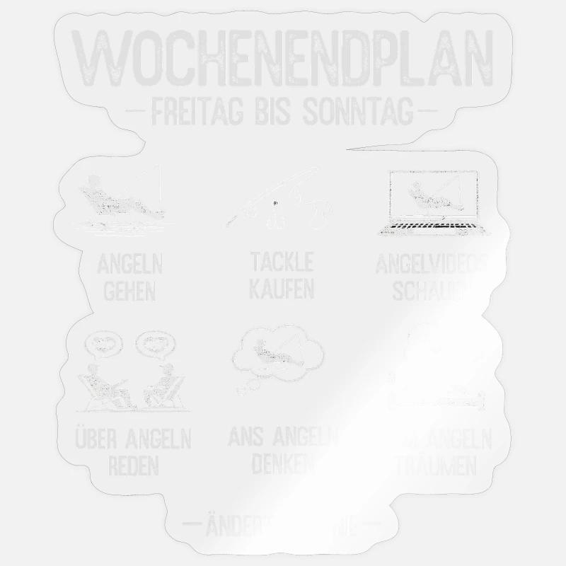Angeln Geschenk Mann Angler Wochenendplan - Sticker Größe S (10 x 10 cm) - Transparent glänzend