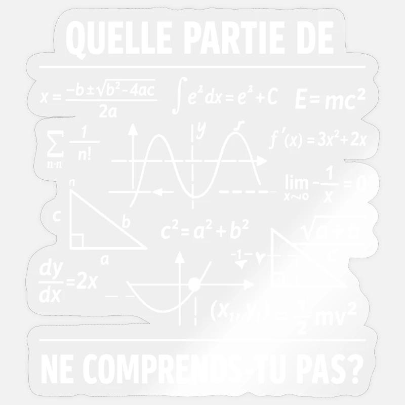 Prof De Maths Humour Cadeau Mathématicien Drôle - Sticker taille S (10 x 10 cm) - brillant transparent