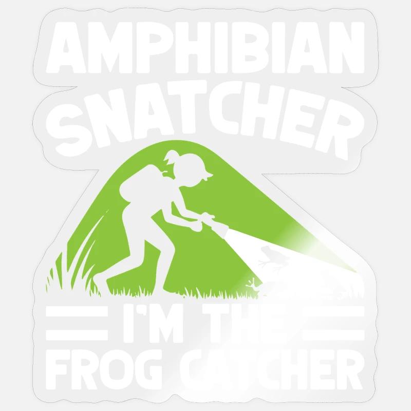 Grenouille attrapeuse, grenouille amphybienne - Sticker taille S (10 x 10 cm) - brillant transparent