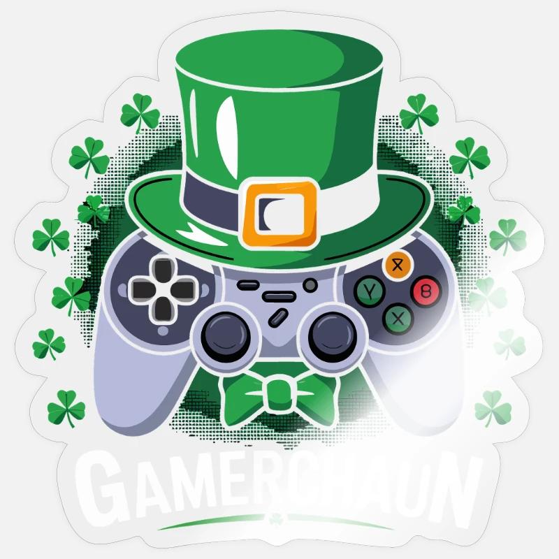 GameChaun Leprechaun Controller Motif - Sticker size S (10 x 10 cm) - transparent glossy