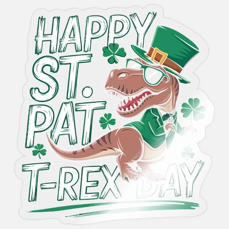 T-Rex pour la Saint-Patrick Sticker taille S (10 x 10 cm)