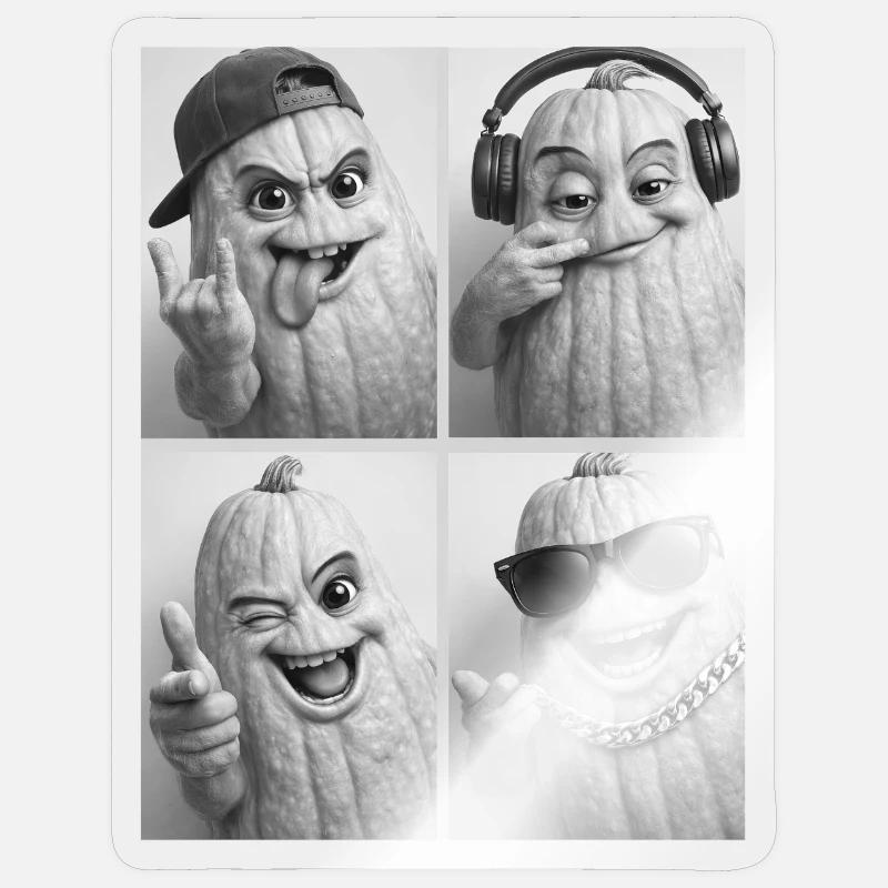 Pumpkin characters with style - Sticker size S (10 x 10 cm) - transparent glossy