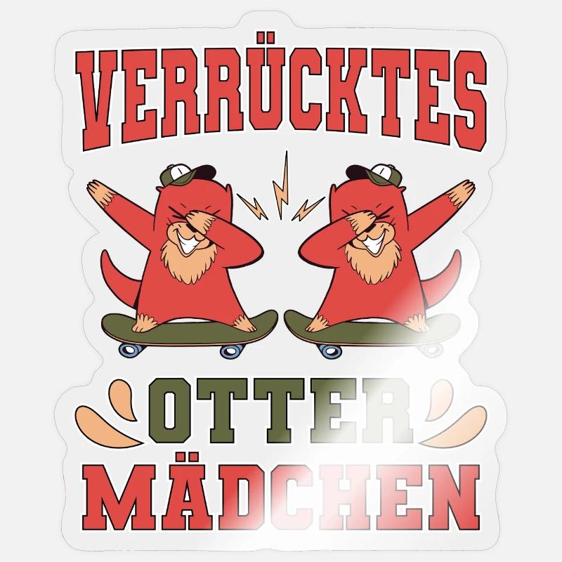 Verrücktes Otter Mädchen - Sticker Größe S (10 x 10 cm) - Transparent glänzend