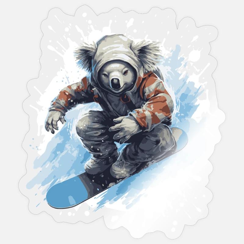 Koala Snowboard - Sticker Größe S (10 x 10 cm) - Transparent glänzend
