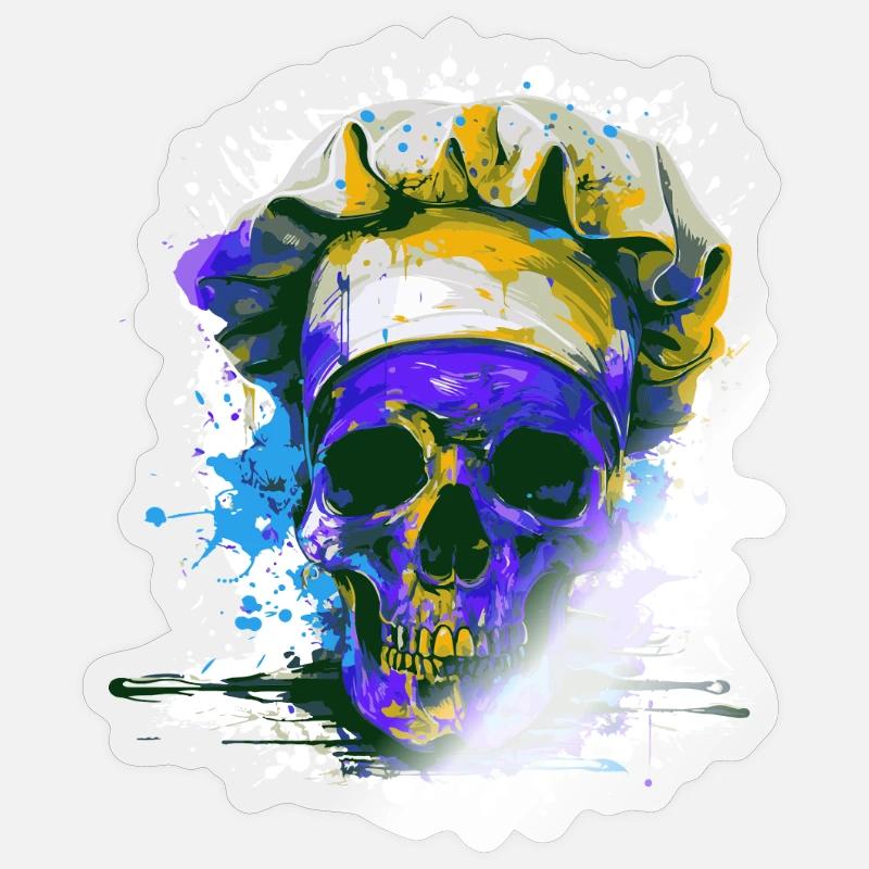 Chef Skull - Sticker size S (10 x 10 cm) - transparent glossy