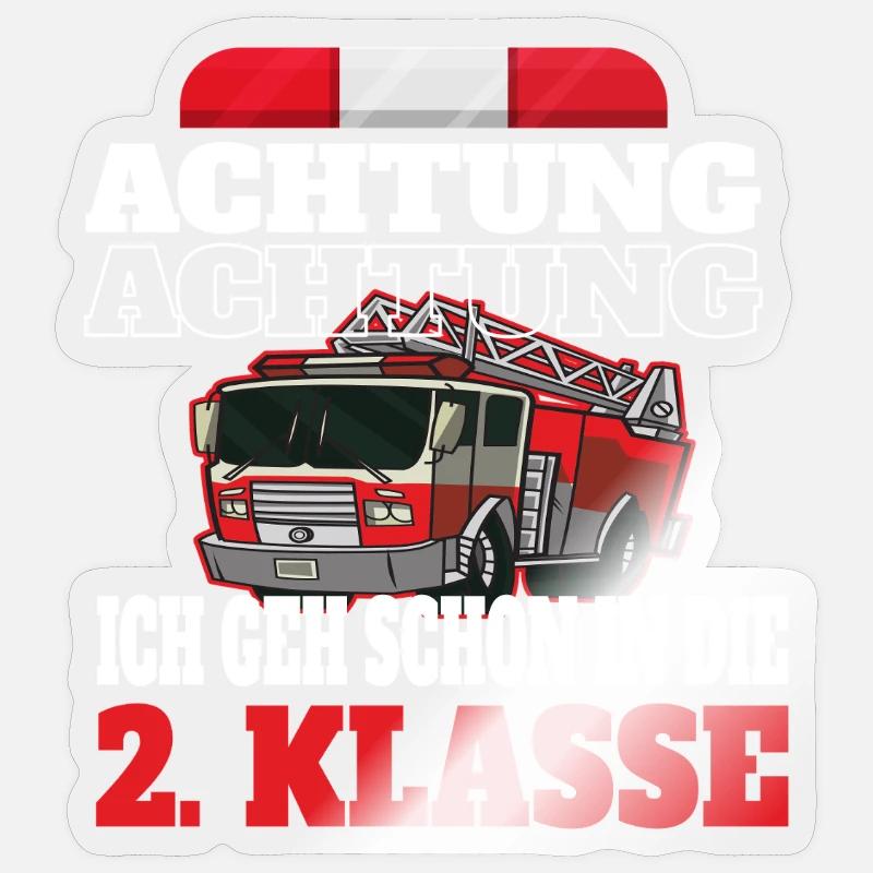 Attention pompiers de 2e classe - Sticker taille S (10 x 10 cm) - brillant transparent