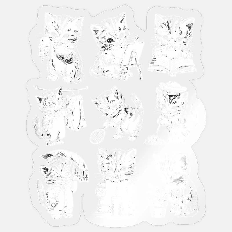 Kitten Library Adventure - Sticker size S (10 x 10 cm) - transparent glossy