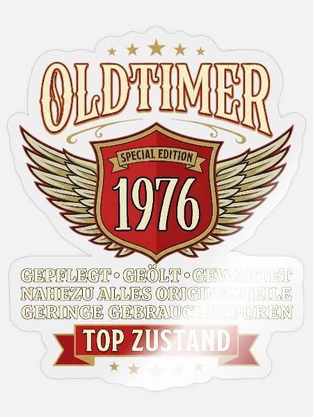 Oldtimer 1976 - 50. Geburtstag Geschenk - Sticker Größe S (10 x 10 cm) - Transparent glänzend