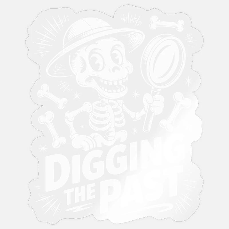 Squelette déterrant le passé - Sticker taille S (10 x 10 cm) - brillant transparent